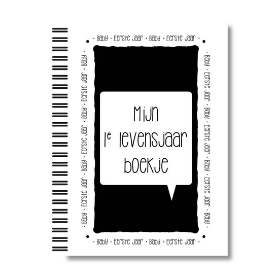 Omslag van een invulboek met de titel 'Mijn 1e levensjaar boekje'.