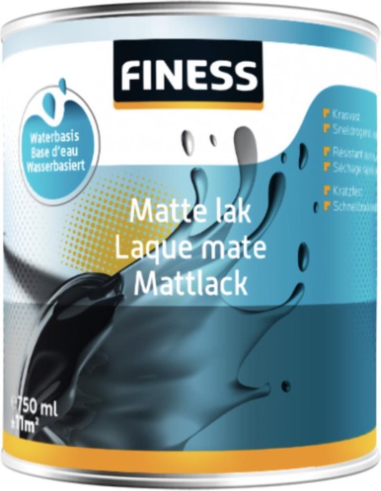 Finess matte lak waterbasis - zwart - 750 ml. | bol.com