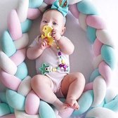Baby bed Bumperbeschermer - Bedomrander - Box omrander - Bedbumper - Stootrand - Wiegverkleiner - Boxomrander -  2 meter - Roze/Blauw/wit