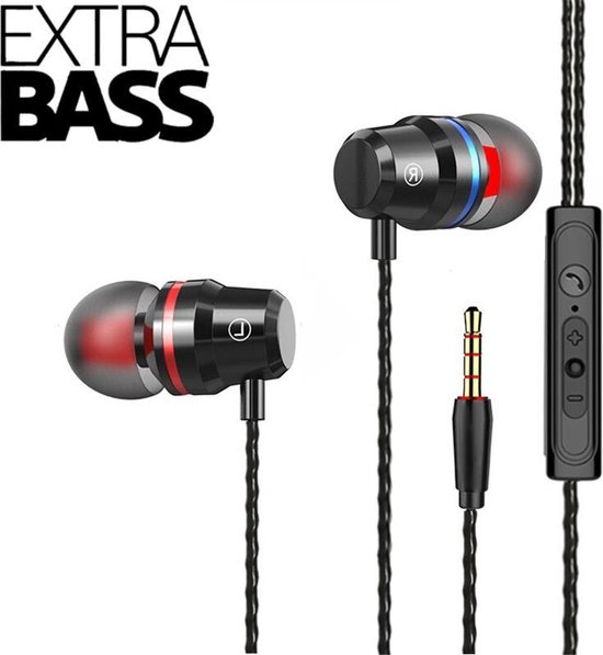 Bouchons d'oreille Intra-Auriculaires avec Microphone Rouge contrôle du Volume Bouchons d'oreille pour Tous Les appareils Jack 3,5 mm écouteurs stéréo 