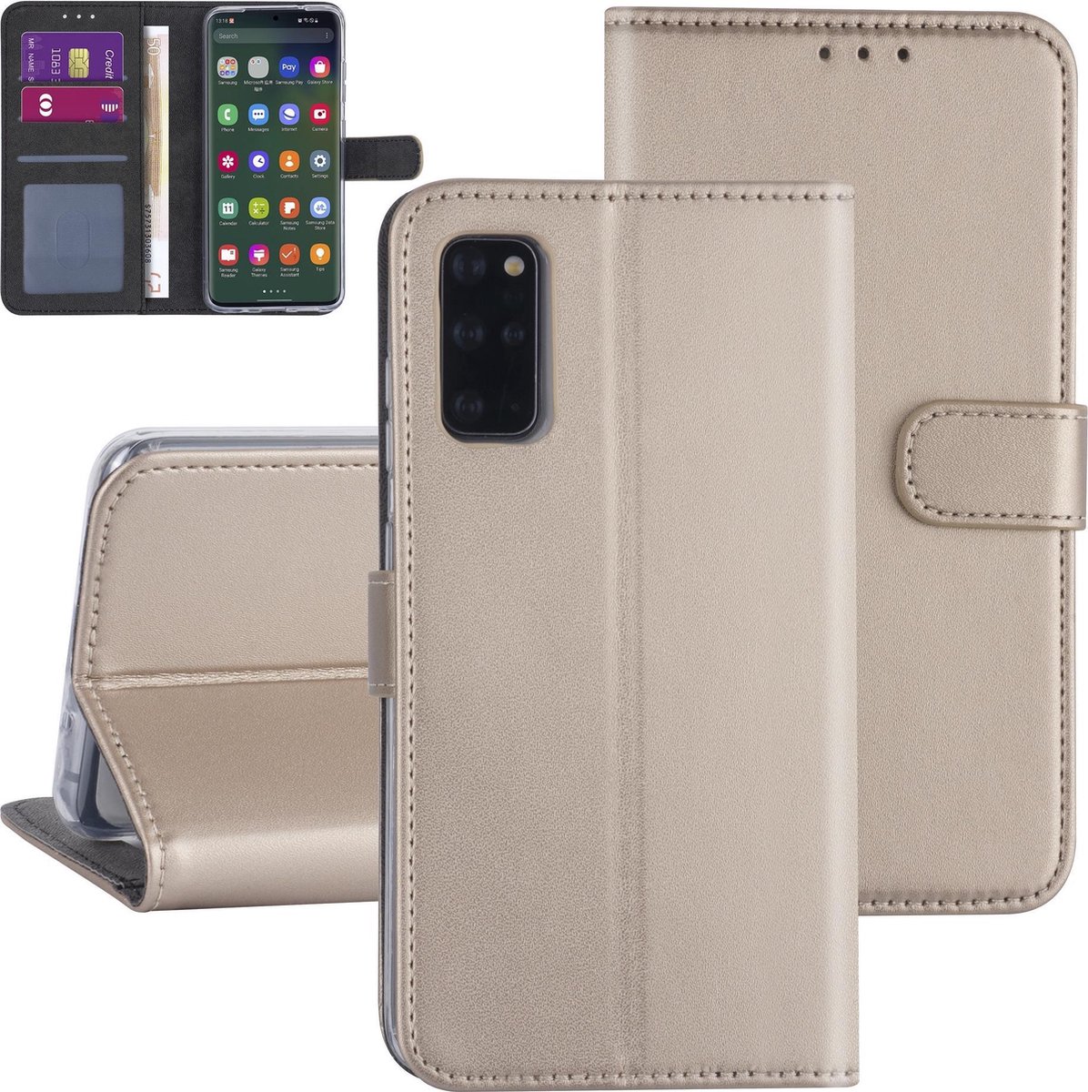 Samsung Galaxy S20 Plus Book Case hoesje - Goud - Kaarthouder