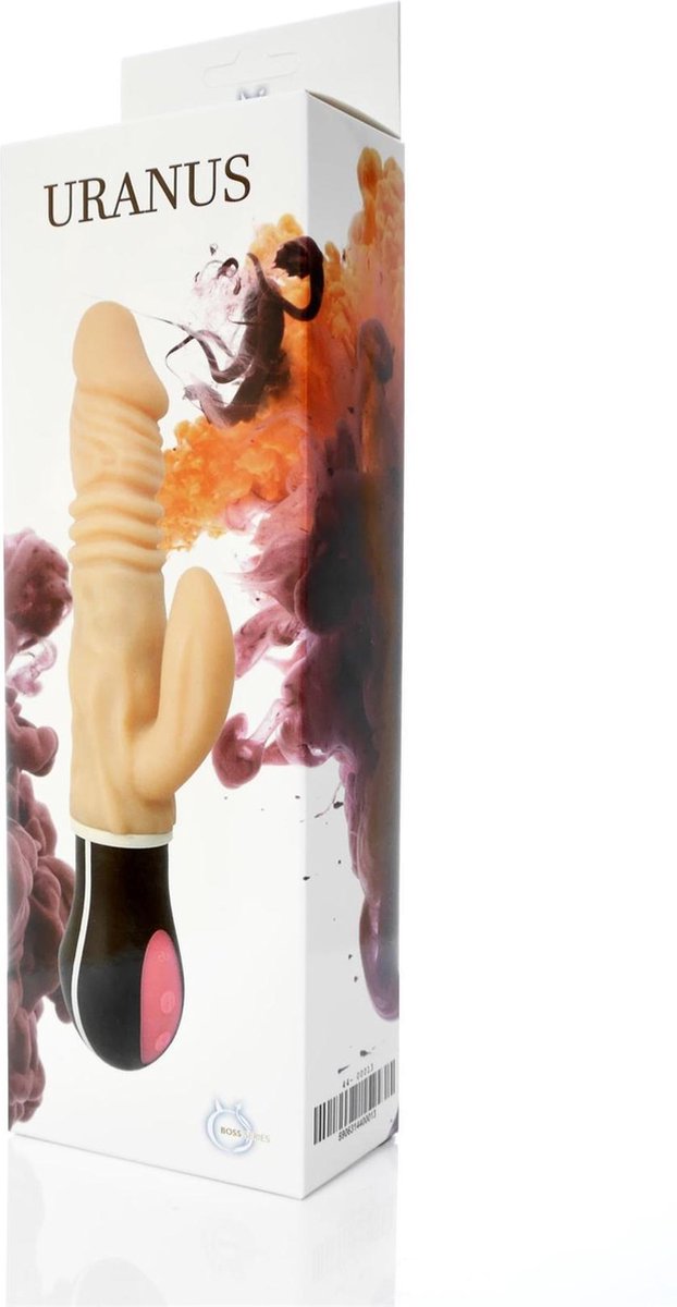 Goedkoopste Bossoftoys - Uranus - UNIEK Up & Down vibrator - Roterende vibrator - Ultra realistische buigbare vibrator - 12 Functies - Oplaadbaar - Cyber leather - Extra speciaal flexibel materiaal - beige - 27 cm - 44-00013