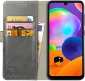 Rosso Element Book Case Wallet Hoesje Geschikt voor Samsung Galaxy A31 | Portemonnee | 3 Pasjes | Magneetsluiting | Stand Functie | Grijs