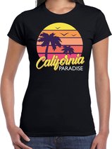 California zomer t-shirt / shirt California paradise zwart voor dames - zwart - California party outfit / vakantie kleding / strandfeest shirt XS