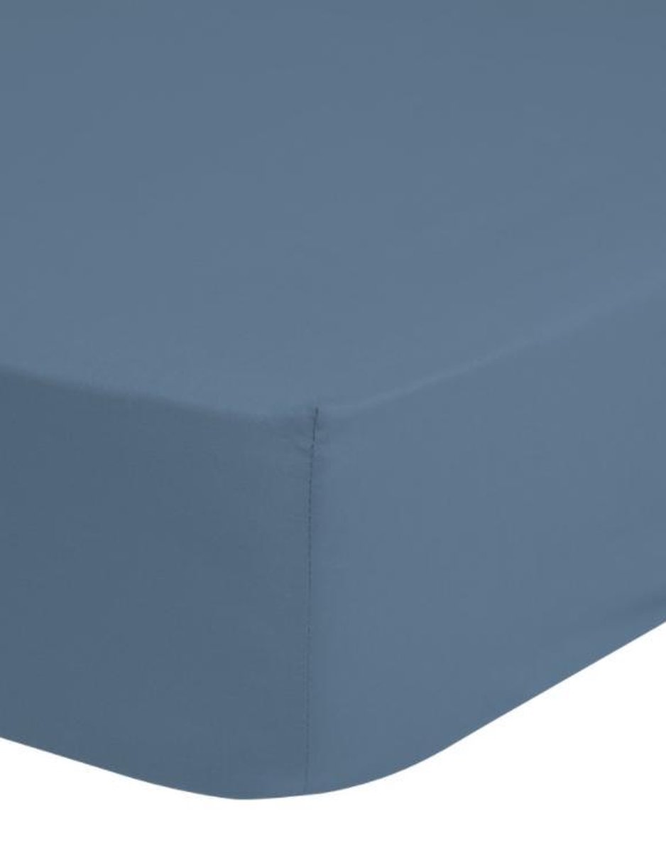 Hoogwaardige Katoen/Satijn Lits-jumeuax Hoeslaken Ijsblauw | 180x200 | Heelijk Zacht En Luxe | Subtiele Glans