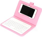 Smartphone hoesje - Bluetooth toetsenbord - PU + leather - 59 toetsen - Roze - Universeel