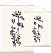 Rolklaver zwart-wit (Birds-Foot Trefoil) - Foto op Textielposter - 120 x 180 cm