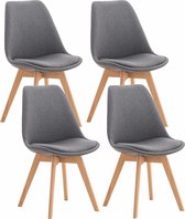 CLP Linares Set van 4 eetkamerstoelen grijs Stof