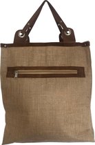 Boodschappentas - Jute Tas - Bruine Leren Handvatten