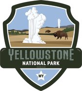 Signs-USA - Landmarks YELLOWSTONE OLD FAITHFULL National Park - Wandbord - 28 x 31 cm