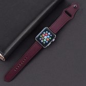 Geschikt voor Apple Watch bandje 38 / 40 / 41 mm - Series 1 2 3 4 5 6 7 SE - Smartwatch iWatch horloge band - 38mm 40mm 41mm - Fungus - PU Leer - Wijnrood - Druksluiting