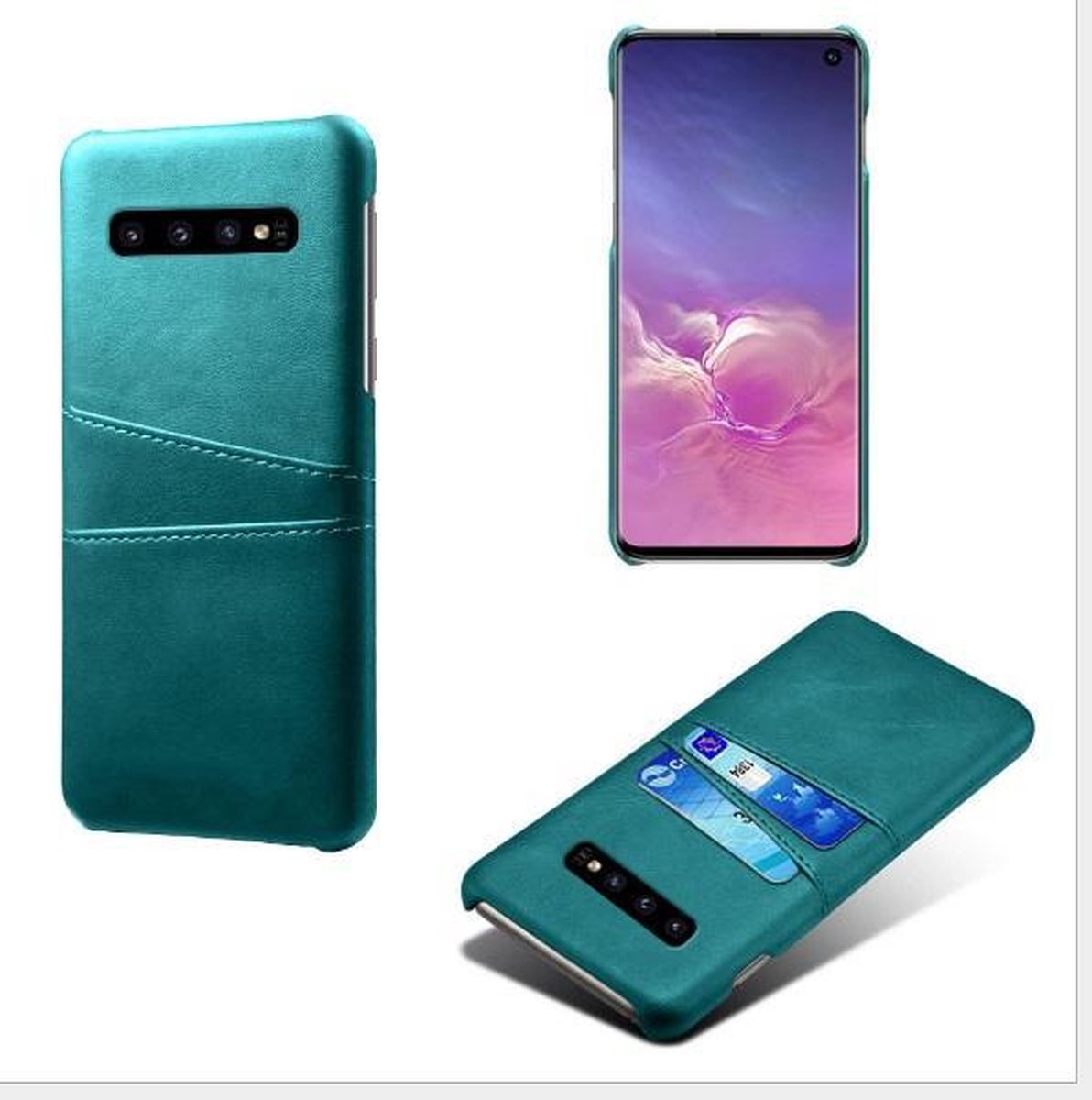 Back Cover met Opbergvakjes + PMMA Screenprotector voor Galaxy S10 _ Groen