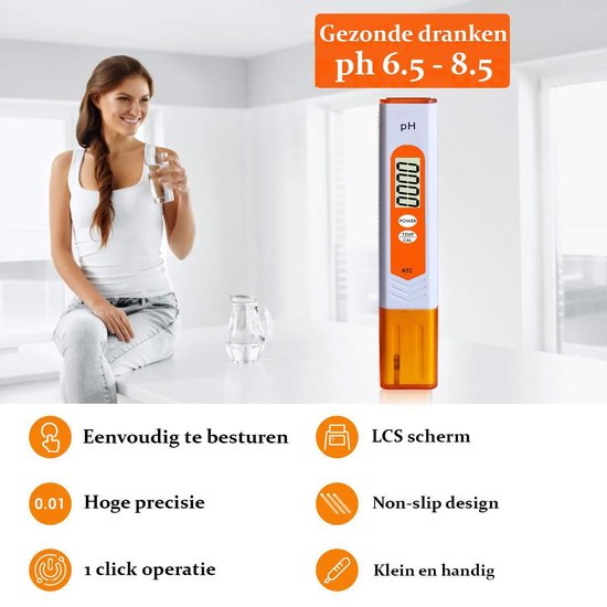 Professionele ph meter - digitale ph meter- +INCL 3 kalibratie poeders- Wit