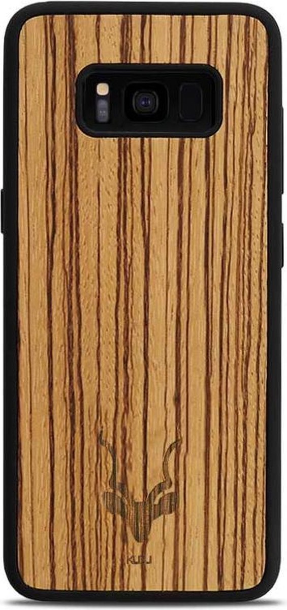 Kudu Samsung Galaxy S8 hoesje case - Houten backcover - Handgemaakt en afgewerkt met duurzaam TPU - Zebrano - Zwart