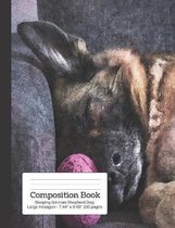 Composition Book Sleeping German Shepherd Dog - Large Hexagon: Student Exercise Book
