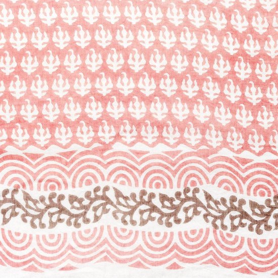 Roze sjaal dames - Multi print - 100% Katoen - Perzik