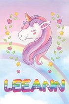 Leeann: Leeann Unicorn Notebook Rainbow Journal 6x9 Personalized Customized Gift For Someones Surname Or First Name is Leeann