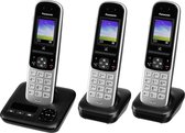 PANASONIC KX-TGH723 DECT draadloze telefoon - 3x handset - beantwoorder - zwart/zilver