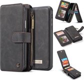 CaseMe - iPhone XS Max hoesje - Wallet Book Case met Ritssluiting - Zwart