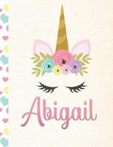 Abigail: Personalized Unicorn Sketchbook For Girls With Pink Name - 8.5x11 110 Pages. Doodle, Sketch, Create!