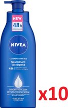 NIVEA Bodymilk 48h Intensieve Hydratatie With Moisturizing Serum - Voor Droge Huid - Met Pomp - 10 x 400 ml