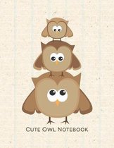 Cute Owl Notebook: Kawaii Illustration Cover Design on Vintage Paper Texture, Blank Lined Journal with Page Numbers for Notetaking