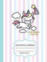 Composition Notebook: unicorn composition notebook, wide ruled cute japanese notebook for students, Kids & Teens - Adorable Glossy paperback