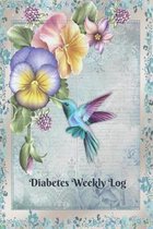 Diabetes Weekly Log - 52 Week Planner - Hummingbirds and Flowers In Pastel Colors: Glucose Monitoring and Diet Record Health Journal - Creme Paper