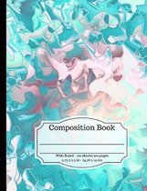 Water Wave Wide Ruled Composition Notebook-100 sheet/200 pages, 9.75in. x 7.5in