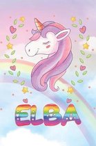 Elba: Elba Unicorn Notebook Rainbow Journal 6x9 Personalized Customized Gift For Someones Surname Or First Name is Elba