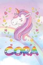 Cora: Cora Unicorn Notebook Rainbow Journal 6x9 Personalized Customized Gift For Someones Surname Or First Name is Cora