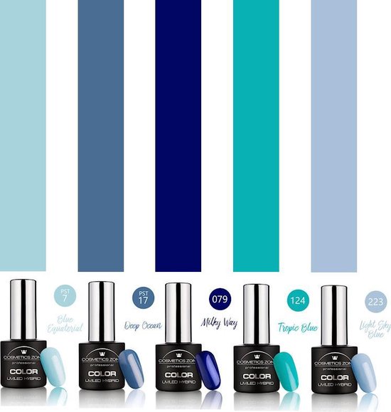 kennisgeving Buurt wees onder de indruk Cosmetics Zone Gellak Set 5 kleuren Blauw | bol.com