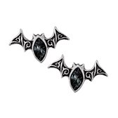 Alchemy Gothic Stud oorbellen VIENNESE NIGHTS Zilverkleurig/Zwart