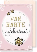 6 Wenskaarten met gekleurde envelop - MGPcards - Gefeliciteerd - 11,5 x 17 cm