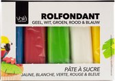 Voila Combi pack rolfondant | Blauw, Rood, Groen, Wit, Geel | 100 gram