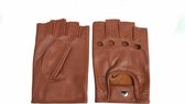Driver vingerloze leren handschoenen nappa bruin | maat XS