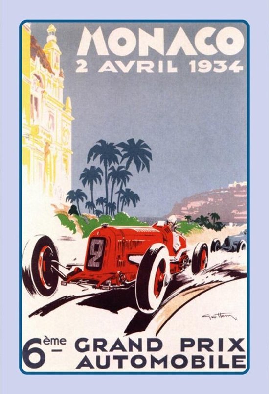 Wandbord - Monaco 2 April 1934 Grand Prix