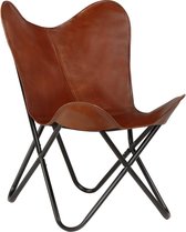 Vlinderstoel  LEER   (INCL anti kras viltjes) – Lounge stoel- Relax stoel- Vlinder Fauteuil