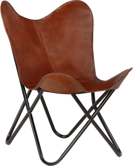 Vlinderstoel LEER (INCL anti kras viltjes) – Lounge stoel- Relax stoel-  Vlinder... | bol.com