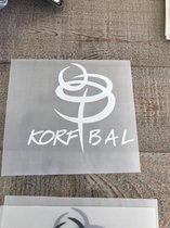 Transfers Korfbal voor op kleding te bedrukken kleur wit set van 25 stuks