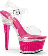 Pleaser Sandaal met enkelband, Paaldans schoenen -36 Shoes- ILLUSION-658RS Paaldans schoenen Roze/Transparant