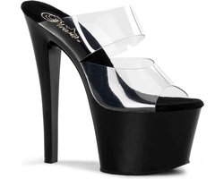 Pleaser - SKY-302 Muiltjes - Paaldans schoenen - 38 Shoes - Zwart/Transparant