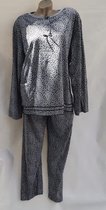 Dames pyjama set met panterprint L 38-40 grijs/zwart
