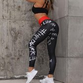 Legging zwart voor vrouwen dames met slogans sport, fitness, running, yogha maat L
