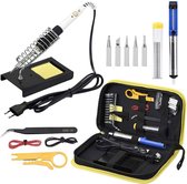 M-Iconic Soldeerbout Kit - Elektrisch Soldeerstation met Accessoires - DÃ© 14-delige Set - Temperatuur regelbaar van 200 tot 450Â°C - Bruikbaar als Houtbrander/Pyrografie - Keramisch verwarmingselement - 60W - Geel