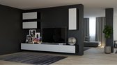 VIGO 13 TV Meubel Set - TV Kast - Wandmeubel Set - Woonkamer Set - Hoogglans Wit / Zwart - 180 x 280 x 40 cm - Modern Design