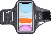 Swifty Universele Smartphone Hardloop Armband met kaarthouder Inclusief ruimte voor pasjes en 2 sleutels - Sportarmband - Smartphonehouder - Geschikt voor iPhone 11 Pro / XS / X / 8 / 7 / 6S / 6 - Samsung - Huawei - 100% Spatwaterdicht - Grijs