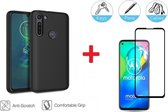 2-In-1 Screenprotector Hoesje  Bescherming Protector Set Geschikt Voor Motorola Moto G8 Power - Full Cover 3D Edge Tempered Glass Screen Protector Siliconen Back Bescherm Hoes Cover Case - Do