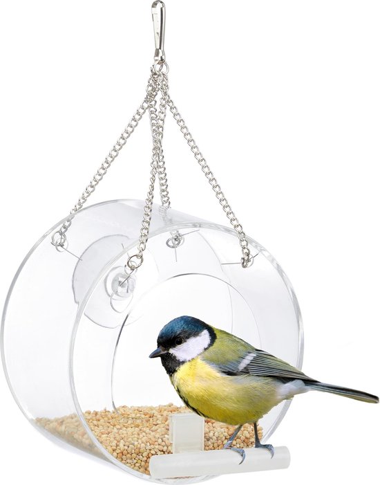 elke keer Bedoel Onenigheid relaxdays vogelvoederhuisje raam - hangend - raamvoederhuis - rond -  vogelhuis - vogels | bol.com