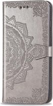 Bloem grijs agenda book case hoesje Samsung Galaxy A21s